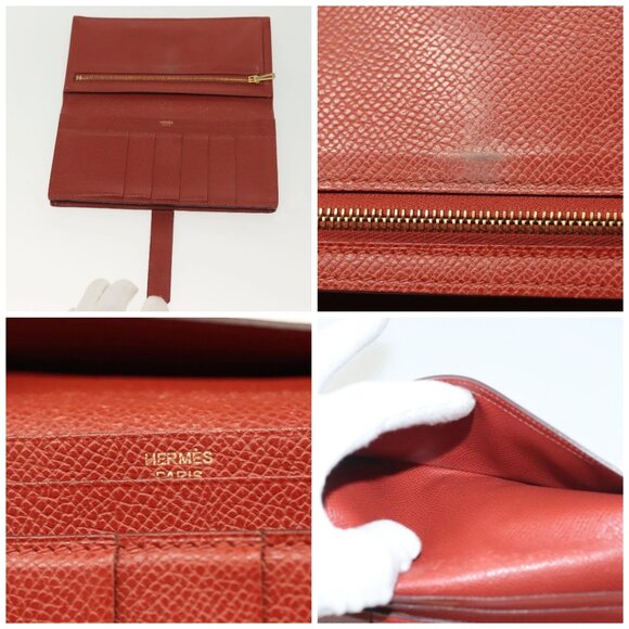HERMES Beansufla Wallet Leather Brown Gold Auth 142375 - Picture 15 of 16